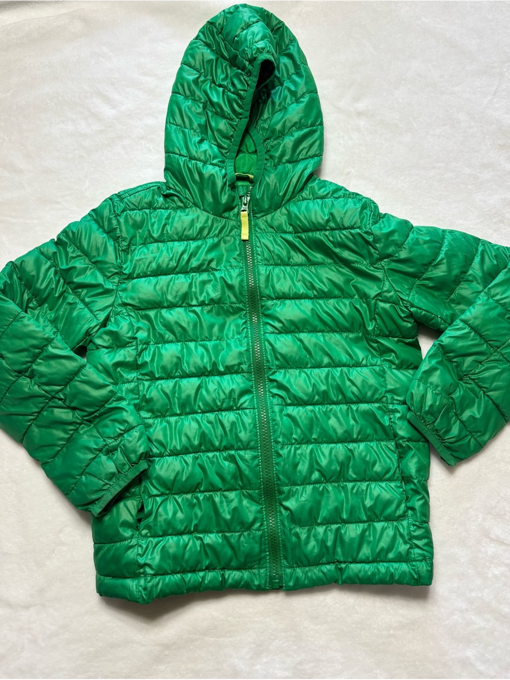 Primary Green Hooded Packable Puffer Jacket